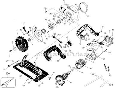 Page A Diagram and Parts List for 7390 Type 4 Black and Decker Circular Saw